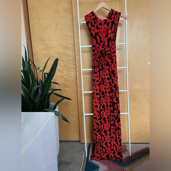 Plenty by Tracey Reese Fabiona Red & Black Floral Maxi Dress, Anthropologie XS - Picture 2 of 6